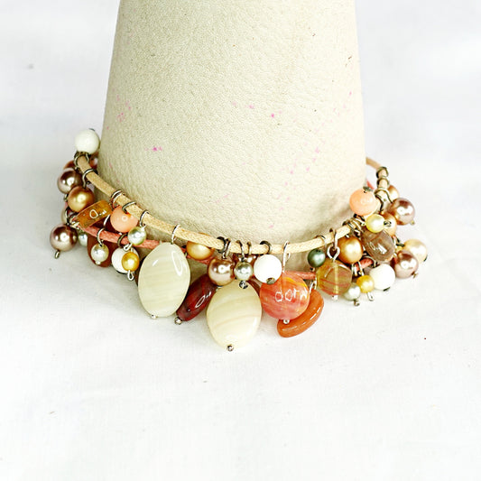 Autumnal Beaded Cluster Anklet