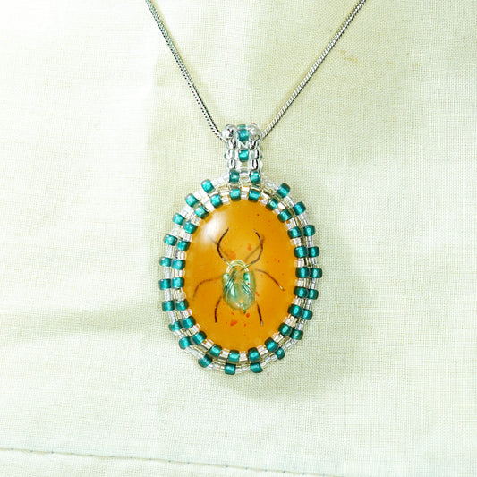 "Scarab in Amber" Pendant Necklace